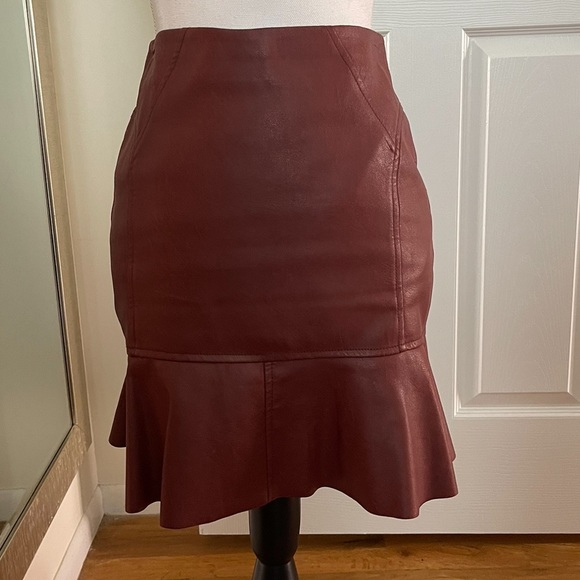 BCBGMAXAZRIA Faux Leather Flounce Mini Skirt - Picture 3 of 4